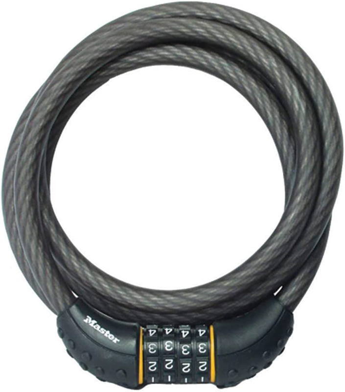 Cable Lock, Set Your Own Combination Bike Lock, 6 Ft. Long, Black, 8122D9