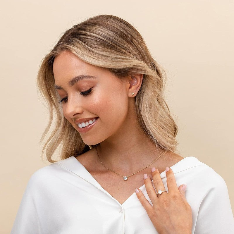 Gold Plated Crystal 1.5 Carat (7.3Mm) Cubic Choker Necklace for Women3