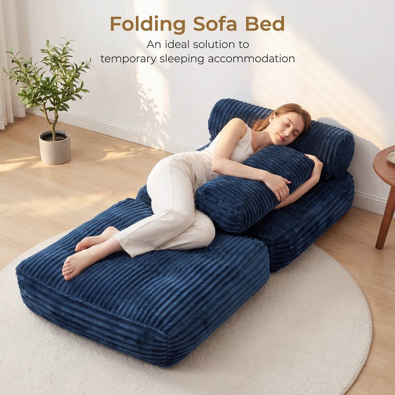Single Corduroy Convertible Sleeper Sofa   Folding, Pillow Included, Back Suppor4