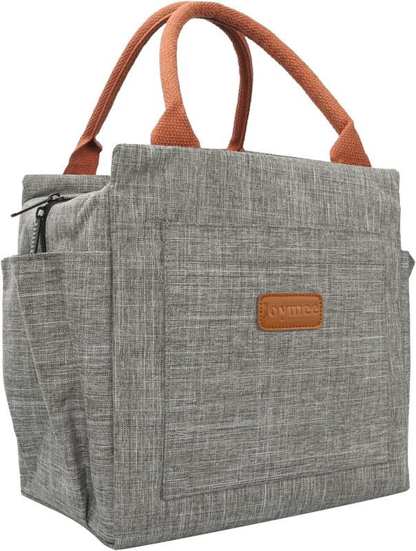 Insulated Lunch Bag Women Men Leakproof Large Cooler Tote w Bottle Holder Grey9