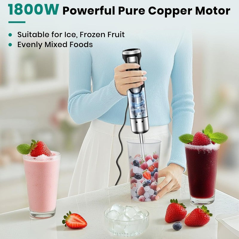 1800W Immersion Blender Handheld 4 In 1 Hand Blender Stick for Ice Crushing Smoo3