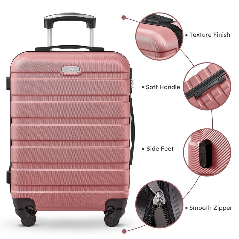 4 Piece Luggage Set Hardside Spinner Suitcase 16 20 24 28 Inch Lightweight Pink3