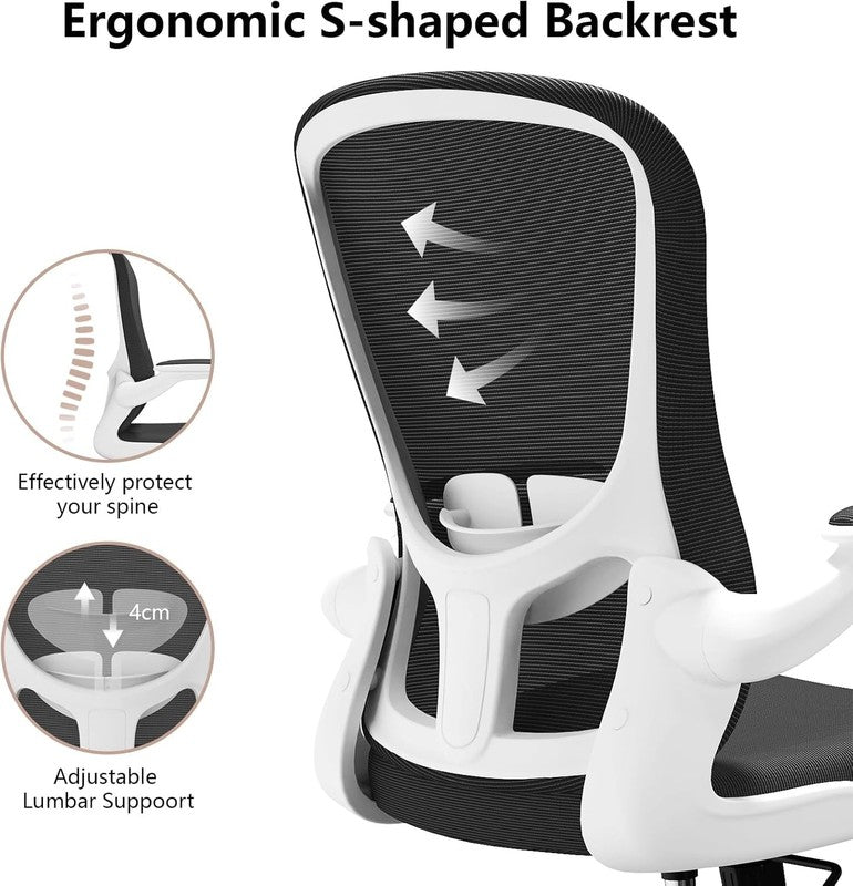 Ergonomic Mesh Office Chair Swivel Desk Chair Flip Up Arms Lumbar Support7