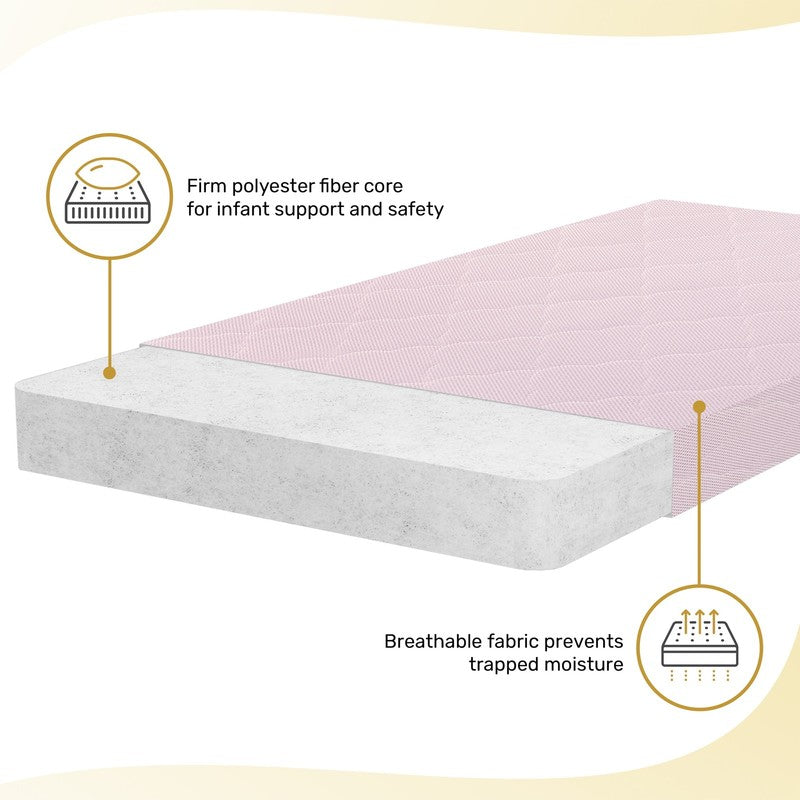 Rest EZ 2 in 1 Mini Crib Mattress, Pink3