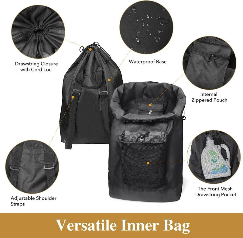 60L 2-in-1 Laundry Hamper Backpack with Lid, Waterproof Basket for College Dorm4