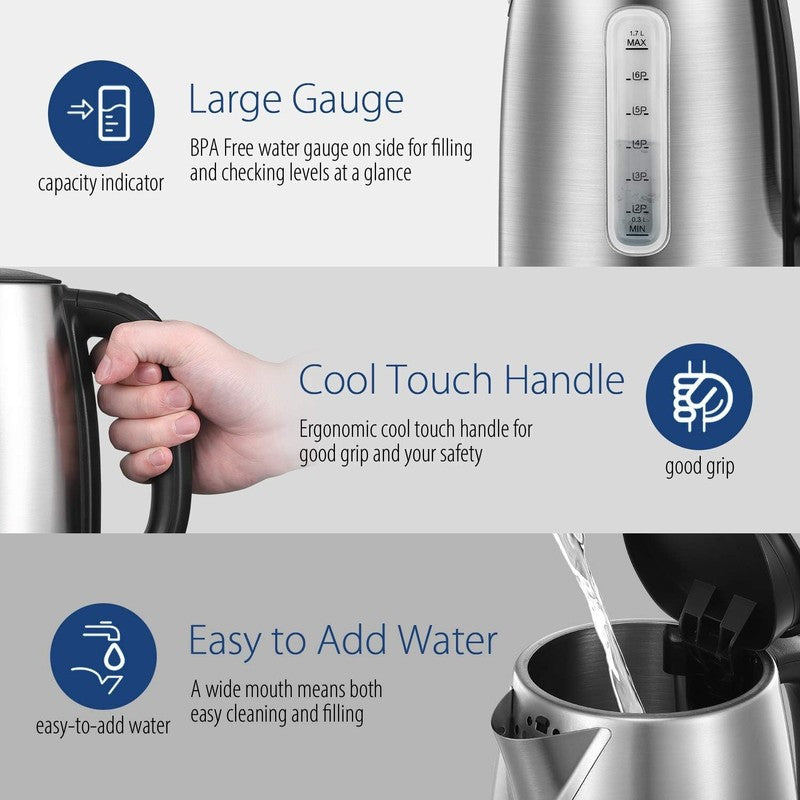 Fast Boil Stainless Steel Electric Kettle with Auto Shut Off & LED Light4