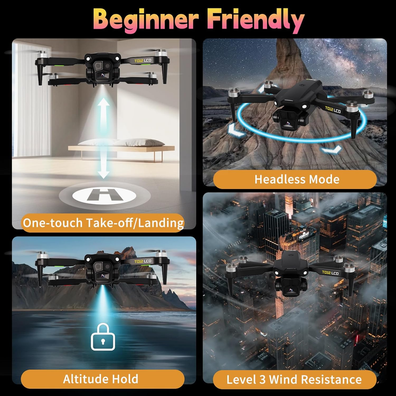 Drone w/ Camera FPV LCD Screen Foldable Brushless Motor UHD Quadcopter6