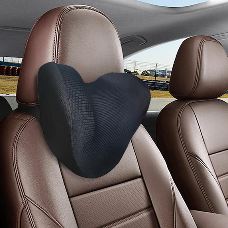 Memory Foam Car Neck Pillow with Adjustable Strap & Breathable Cover – Black8