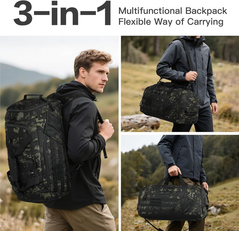 3in1 Tactical Gym Duffle Backpack 45L Men Travel Weekender Shoe Pocket Camo1