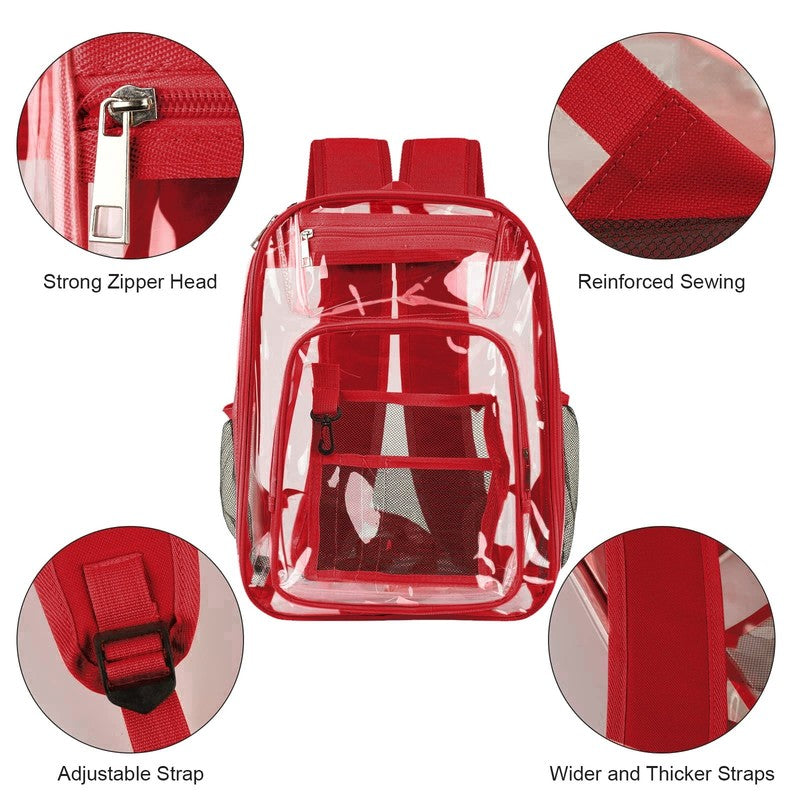 Clear Backpack, Heavy Duty PVC Transparent Backpack Stadium Approved with Reinfo3