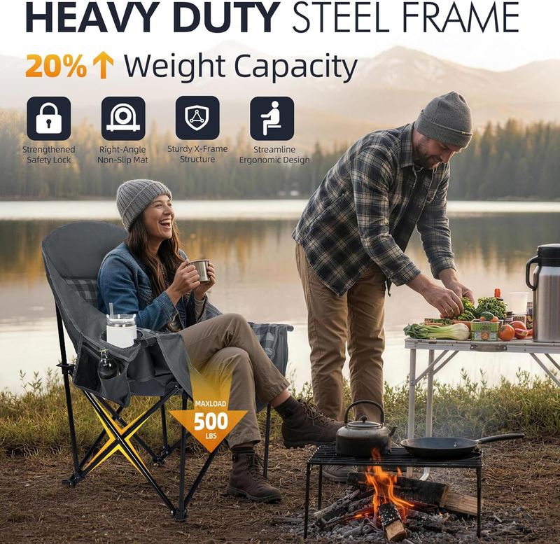 Oversized Camping Chair 2PK Heavy Duty Padded XL Outdoor Folding Lawn Chair4