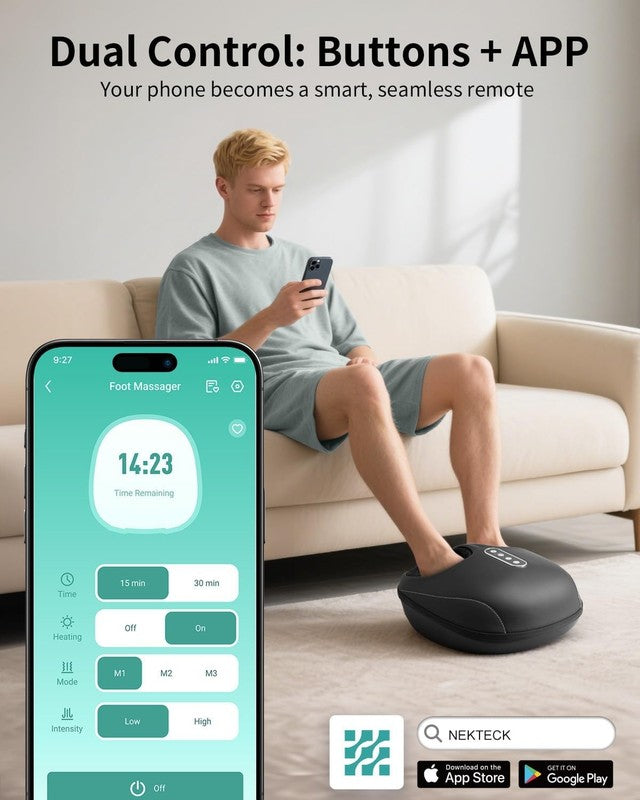 Shiatsu Foot Massager with Heat & APP Control for Pain Relief, Fits Up to 13"4