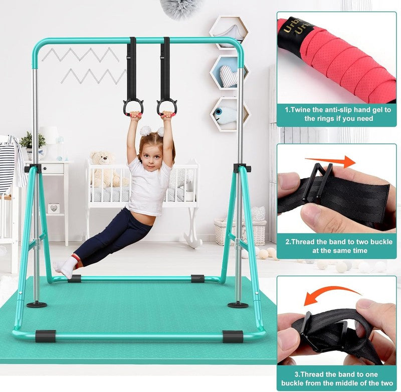 Kids Gymnastic Bars Adjustable Height Folding Training Kip Bar Expandable Home4