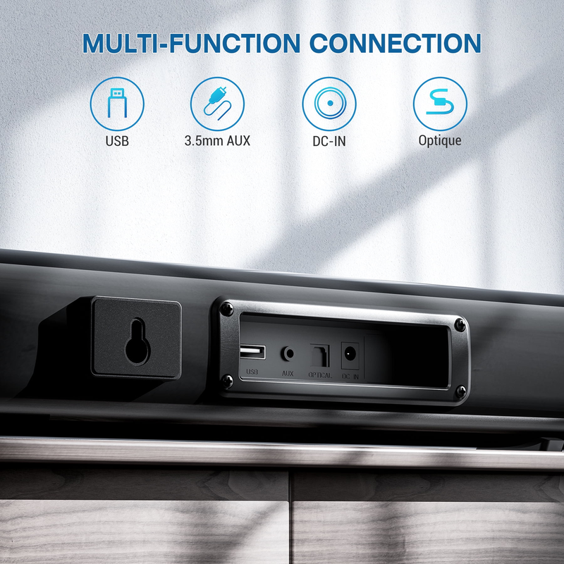 2.2CH 100W Bluetooth 5.0 TV Sound Bar Split Design 3D Surround Sound2