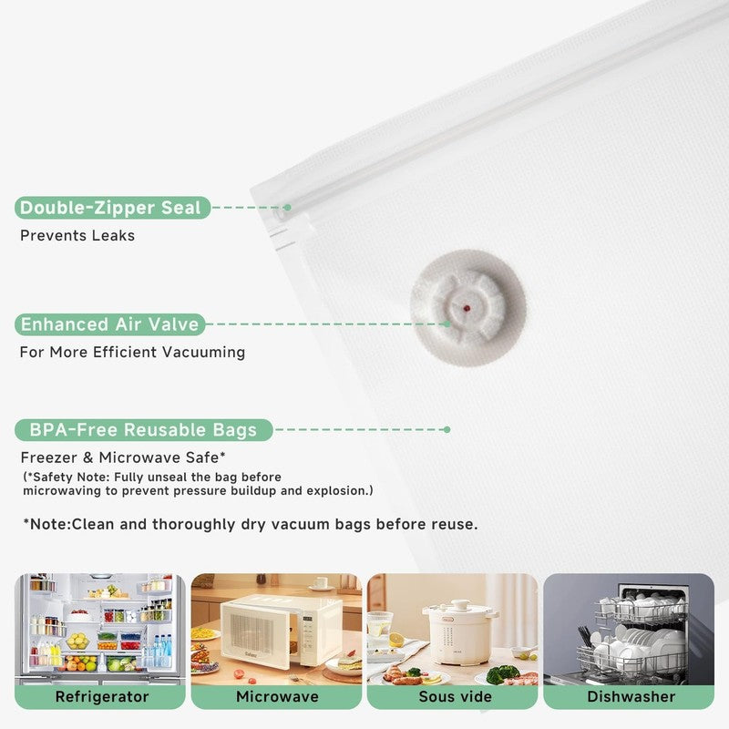 Compact Vacuum Sealer for Food (Vacuum Sealer Machine+3 Glass Vacuum Containers+5