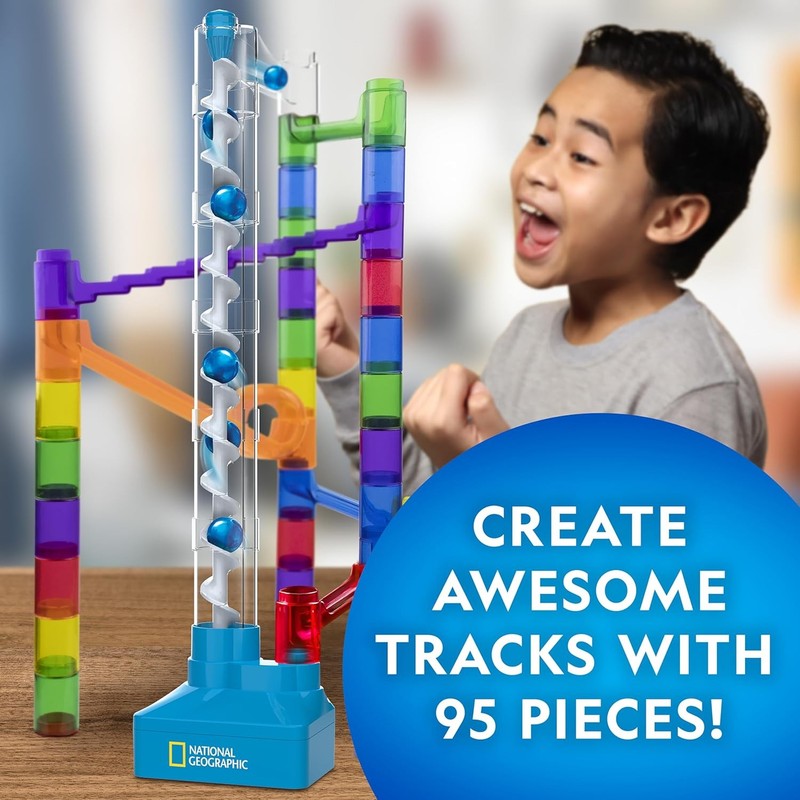National Geographic Marble Run with Motorized Elevator   95 Piece Marble Maze Ki3