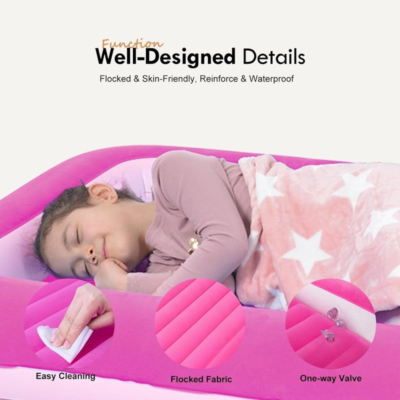 Kids Air Mattress Inflatable Toddler Travel Bed with Sides,Pink3