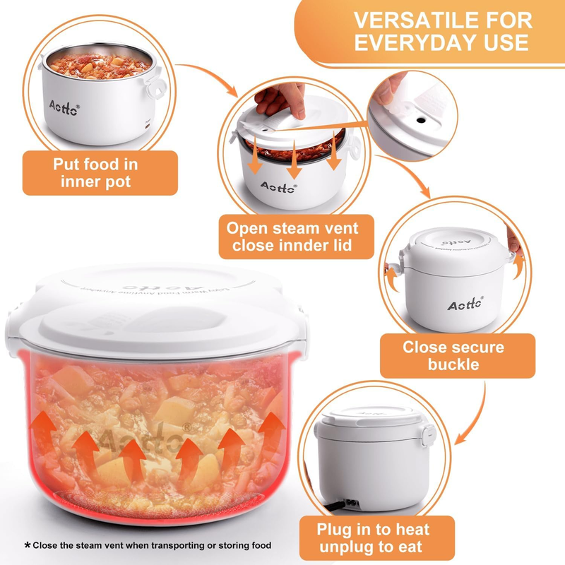 Electric Lunch Box, 32 Oz Portable Food Warmer Heater, Lunch Warmer Portable5