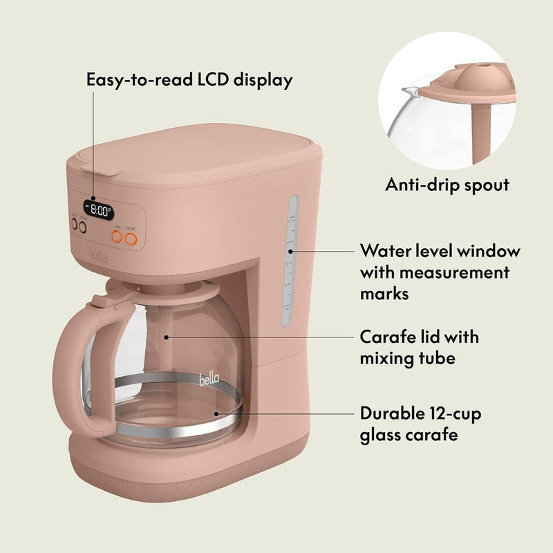 12 Cup Programmable Coffee Maker LCD Auto Shutoff 900W Blossom1