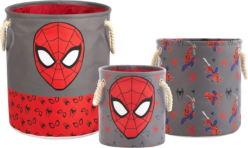 Spider-Man 3-Piece Toy Storage Baskets Nesting Fabric Multi-Size w/ Handles8