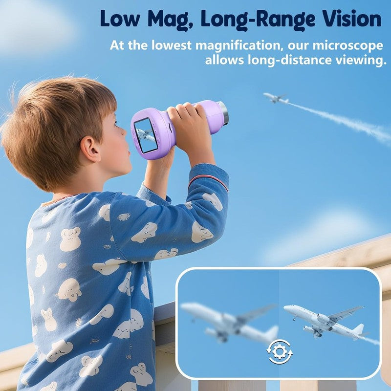 Kids 1000X Handheld Digital Microscope 4K 2.4" Display w/ 12 Slides – Purple5