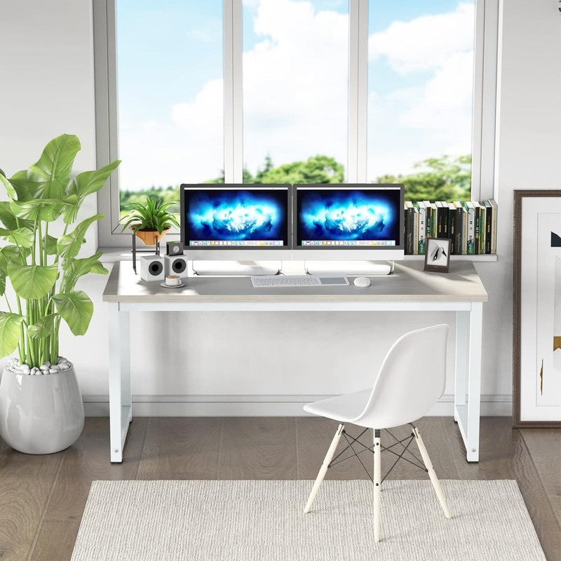 63'' Large 2 Person Office Desk Wide Computer Writing Desk White Oak7