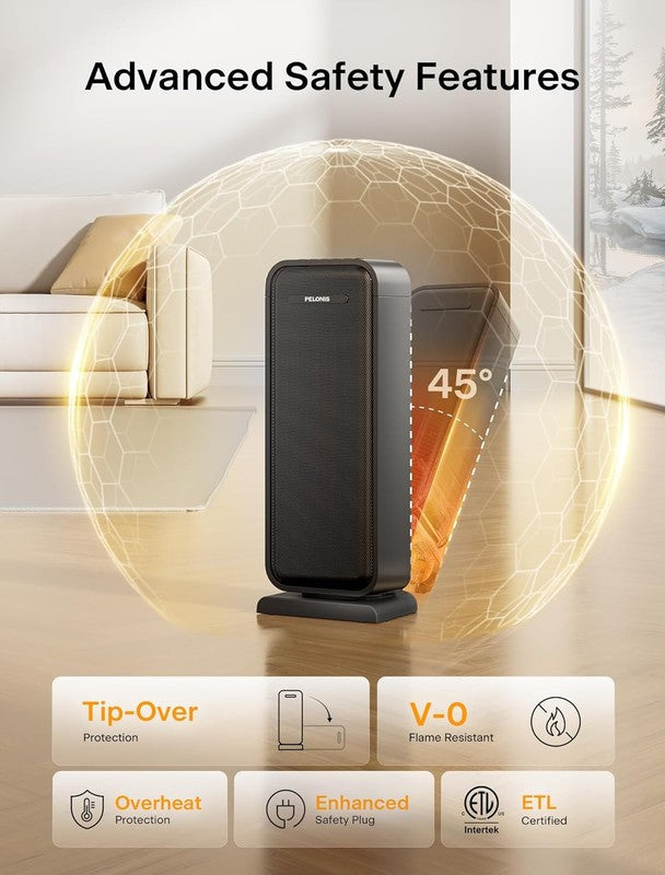 1500W Electric Space Heater for Indoor Use with Thermostat, Oscillation and Remo4