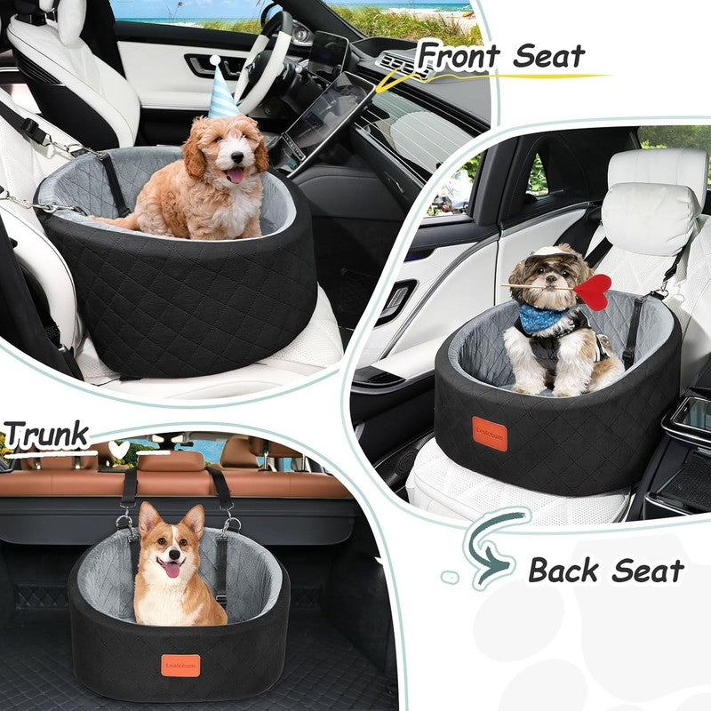 Dog Car Seat Small Dogs up to 30lbs Memory Foam Washable Anti Slip Black/Grey4