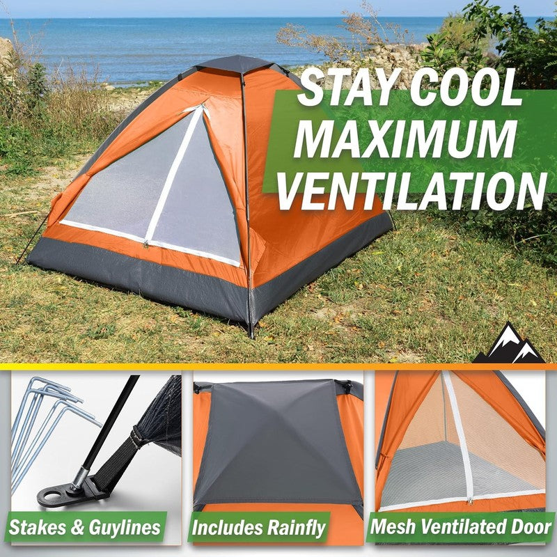 2 Person Camping Tent with Rain Fly and Carrying Bag   Lightweight Outdoor Pop u3