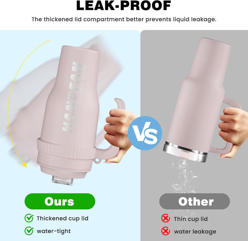 40oz Stainless Steel Tumbler with Handle & USB Fan 5000mAh Insulated Leak  Cup6