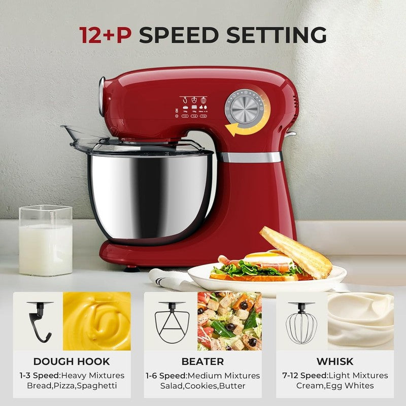 12 Speed Stand Mixer Tilt Head 5.3QT Stainless Steel Bowl Red Kitchen Mixer2