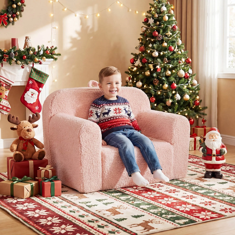 Kids Couch Portable Toddler Sofa with Handle Anti Slip Base Removable Comfy Chai3