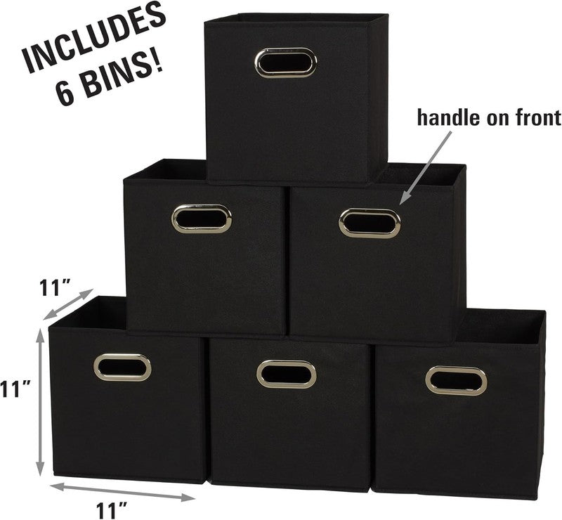 80 1 Foldable Fabric Storage Bins | Set of 6 Cubby Cubes with Handles | Black1