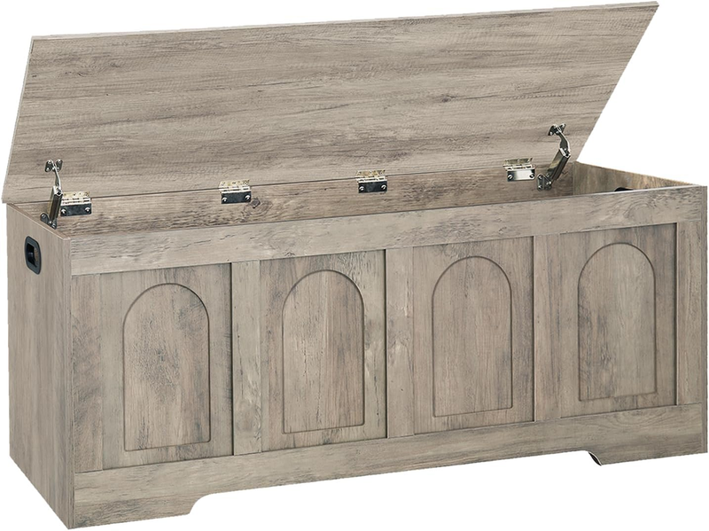 47.2'' Rattan Storage Chest Flip Top Entryway Bench Toy Box Gray Wash9