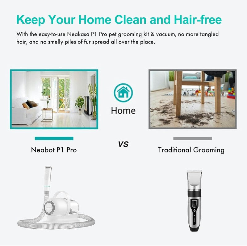 P1 Pro Pet Grooming Kit Vacuum 99% Hair Clippers 5 Tools Dog Cat7