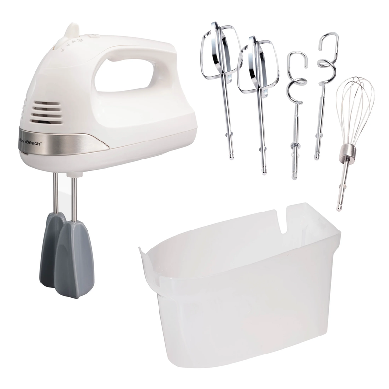 6-Speed Electric Hand Mixer Easy Clean Beaters 7 Attachments Case White Kitchen9