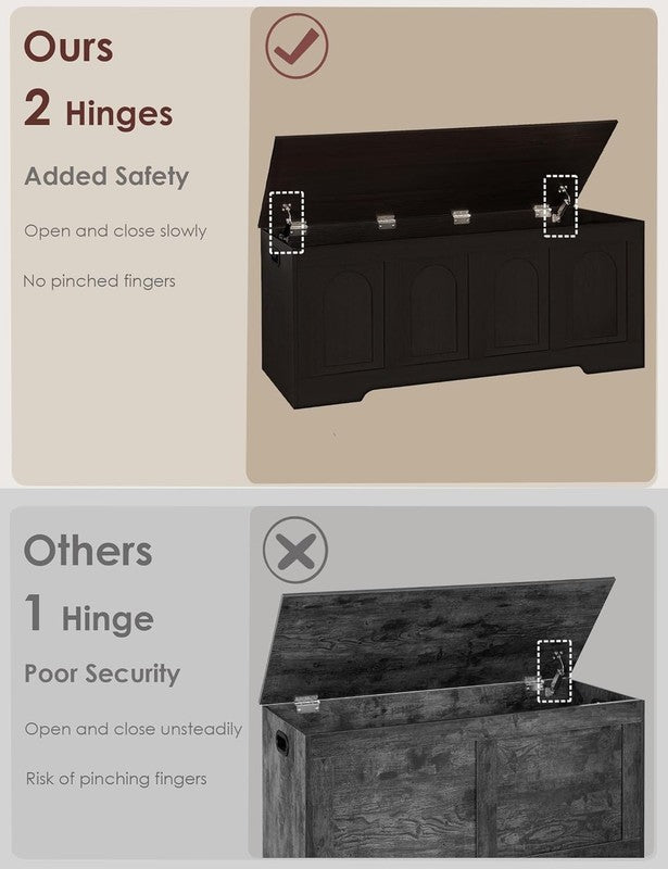 47.2'' Wooden Storage Chest Trunk Flip Top Entryway Shoe Bench Espresso3