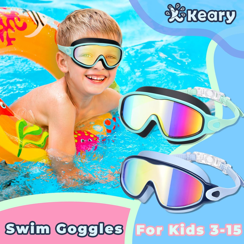 2 Pack Kids Swim Goggles Ages 3-15 UV Anti Fog Pool Boys Girls Youth1
