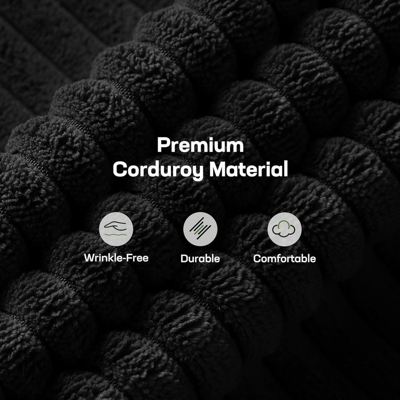 66in Futon Sofa Bed Convertible Corduroy Sleeper Loveseat Adjustable Black Apart5