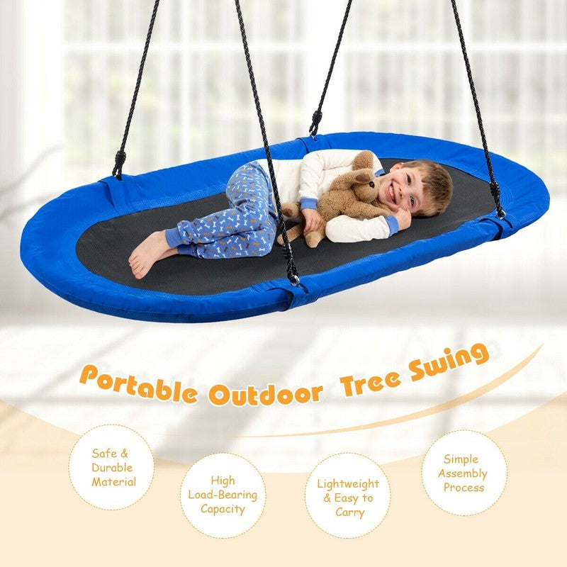 60" Saucer Tree Swing, Adjustable Outdoor Kids Giant Oval Platform, Blue5
