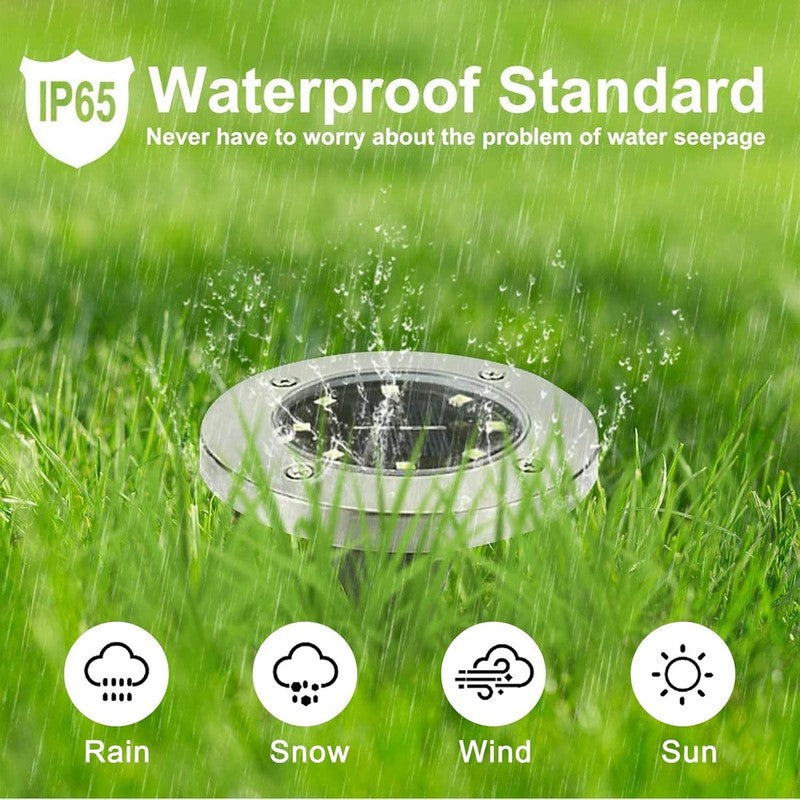 12 Pack Solar Ground Lights   Waterproof LED Landscape Lighting for Outdoors2