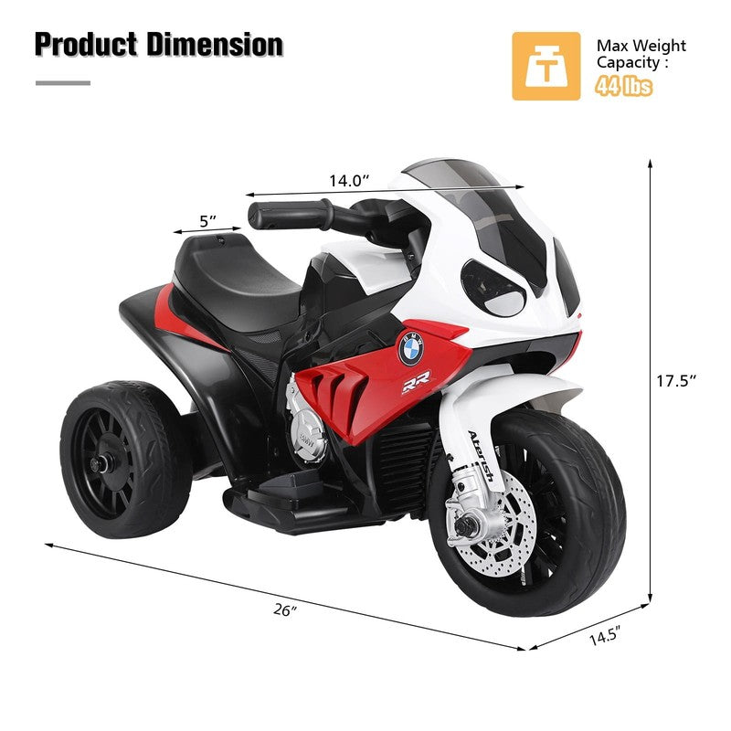 6V Licensed Kids Electric 3-Wheel Motorcycle Ride-On Red with Music & Light2