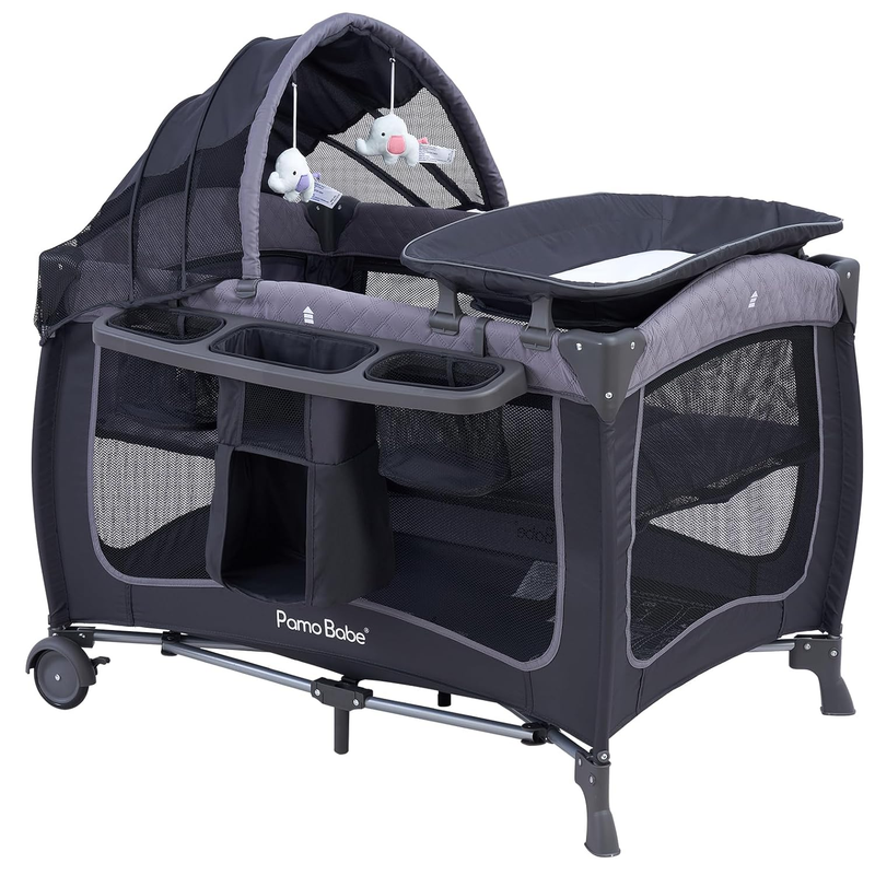 Baby Playard with Canopy, Portable Crib with Changing Table10