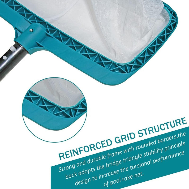Professional Pool Skimmer Net, Heavy Duty Swimming Leaf Rake Cleaning Tool with 3
