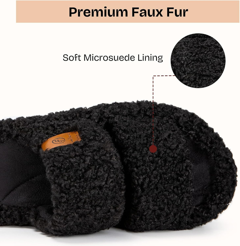 Womens Fuzzy Open Toe Slippers Soft Comfy Memory Foam Indoor House Shoes3