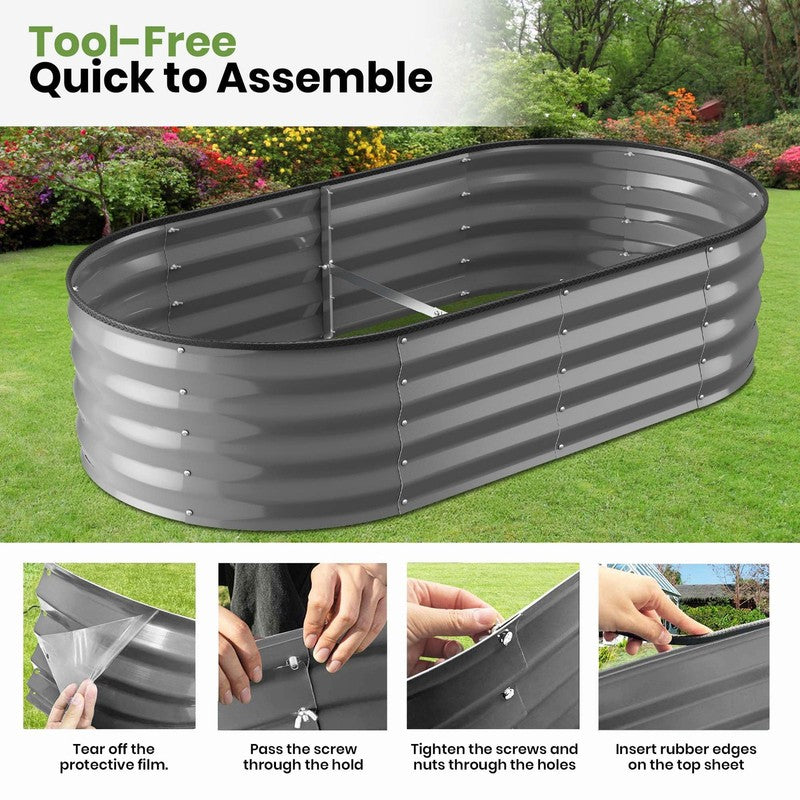 Galvanized Raised Garden Bed Outdoor, 4X2X1Ft Backyard Oval Metal Planter Box wi6