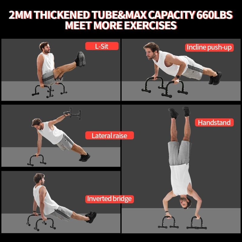 9.5" Push Up Parallettes Bars Heavy Duty L Sit Dip Handstand Calisthenics4