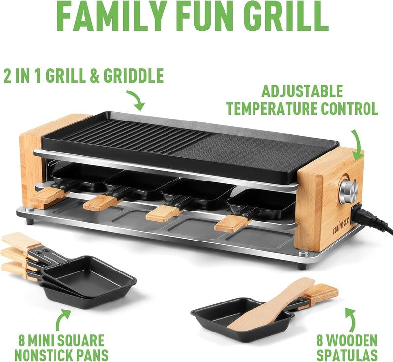 2 in 1 Electric Raclette Table Grill Korean BBQ Nonstick 8 Cheese Pans6