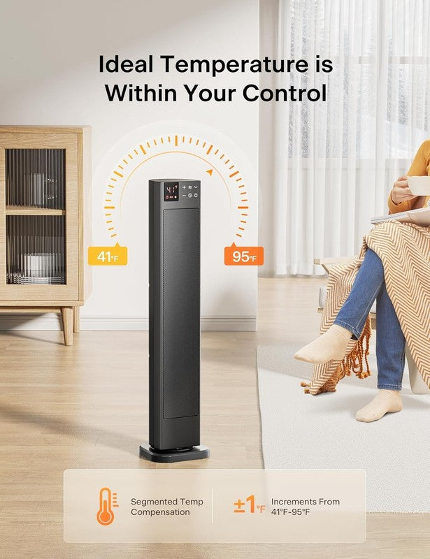 30” Ceramic Tower Space Heater with Adjustable Thermostat for Large Room, 75° Os7