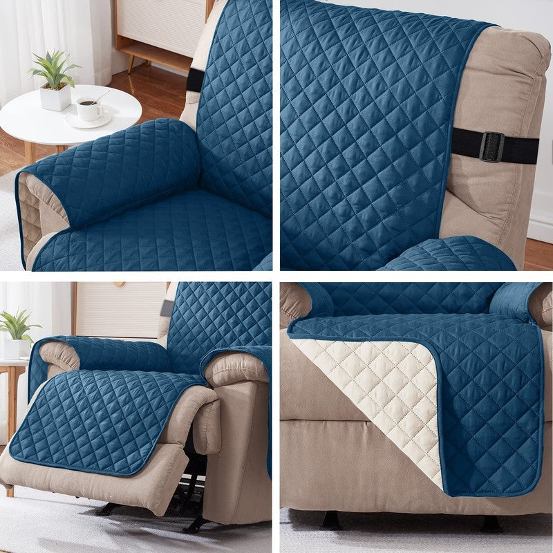 Reversible Recliner Chair Cover Blue Green 25" Washable Slipcover for Pets/Kids5